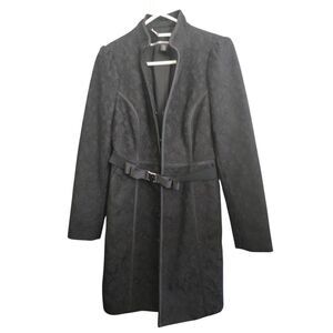 White House Black Market Women’s Size Small Black Belted Lace Trench Coat Jacket